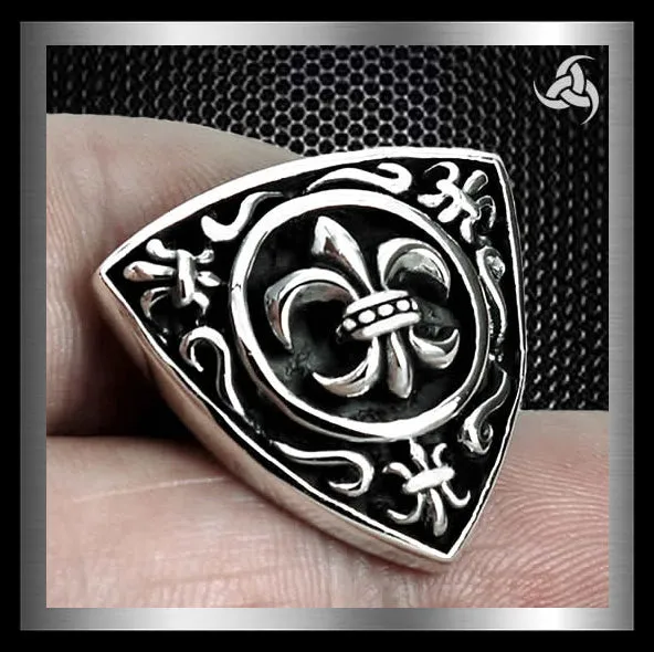 Sterling Silver Biker Concho Fleur De Lis Snap Cover