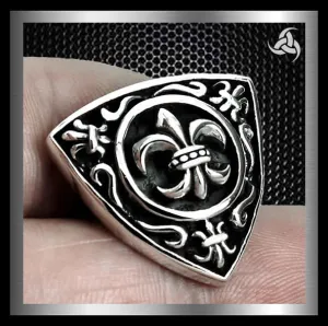 Sterling Silver Biker Concho Fleur De Lis Snap Cover
