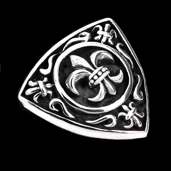 Sterling Silver Biker Concho Fleur De Lis Snap Cover