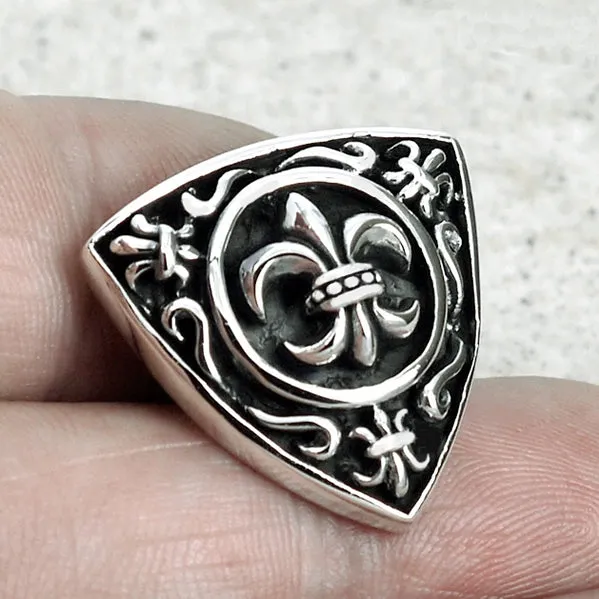Sterling Silver Biker Concho Fleur De Lis Snap Cover