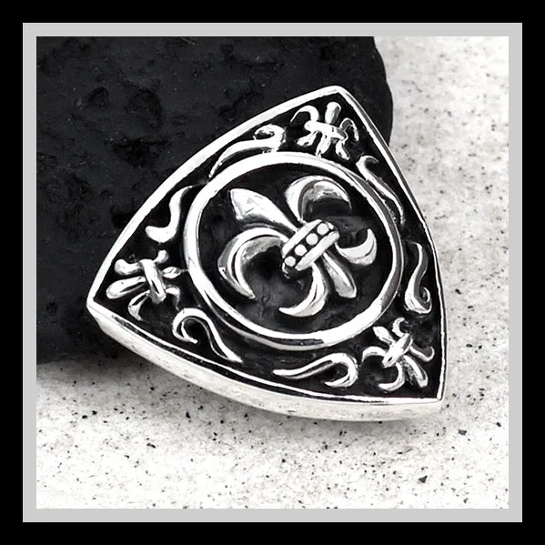 Sterling Silver Biker Concho Fleur De Lis Snap Cover