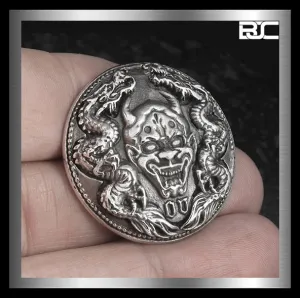 Sterling Silver Biker Hannya Oni Noh Demon Concho