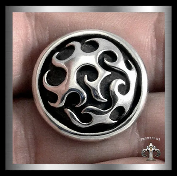 Sterling Silver Classic Custom Flames Concho