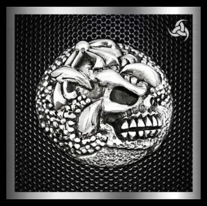 Sterling Silver Skull Claw Biker Concho