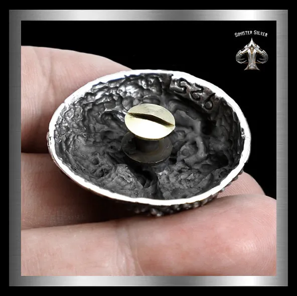 Sterling Silver Skull Claw Biker Concho
