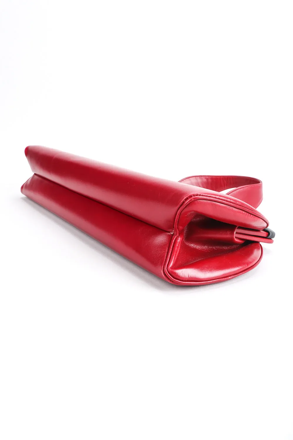 Studded Red Leather Baguette