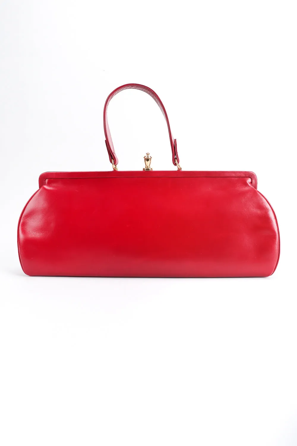 Studded Red Leather Baguette