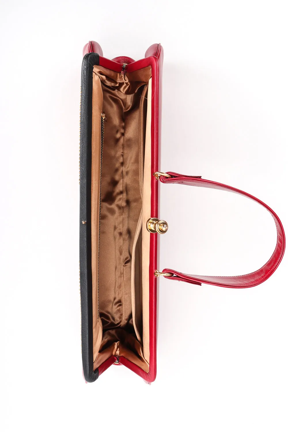 Studded Red Leather Baguette