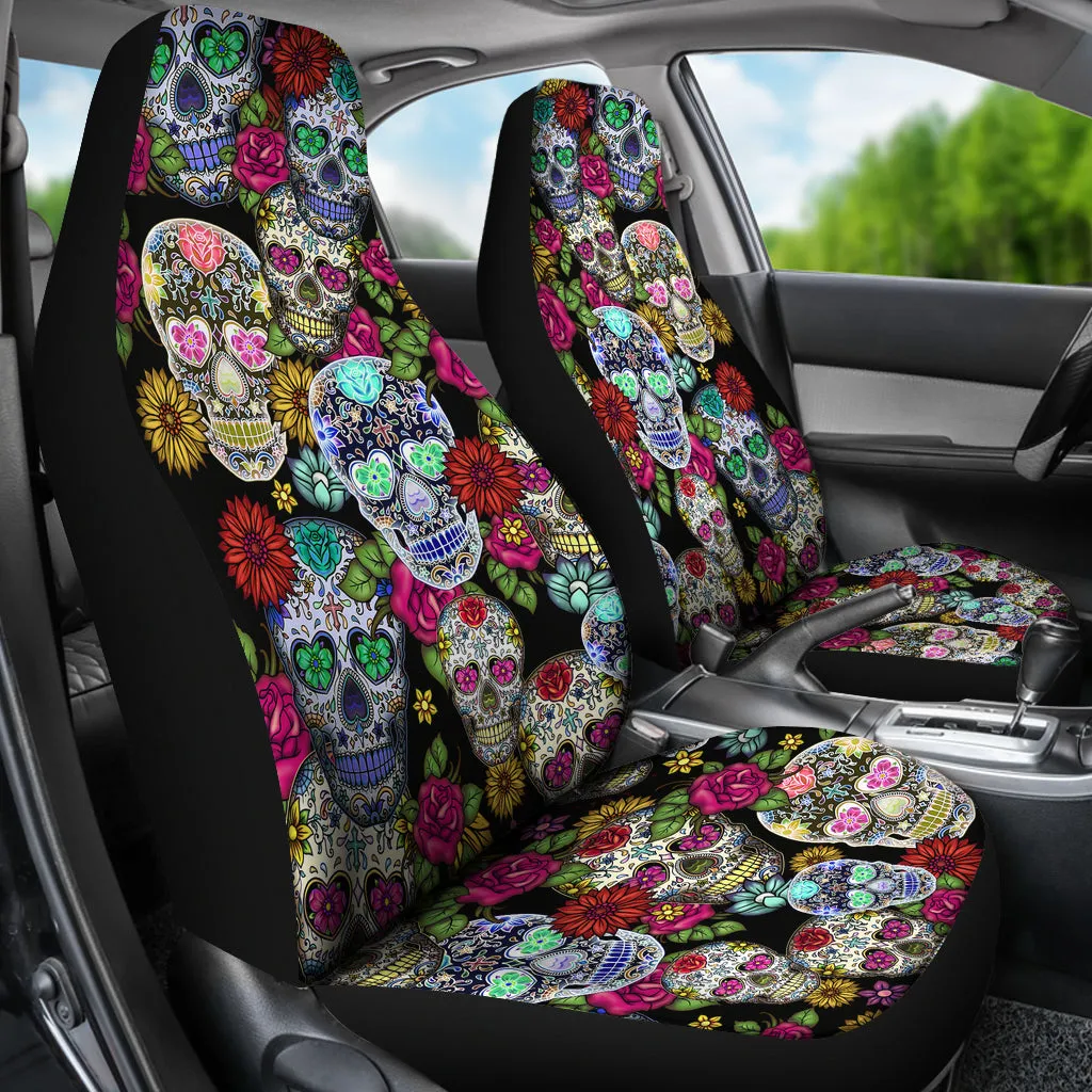 Sugar Skulls Car Seat Covers - (Set of 2)
