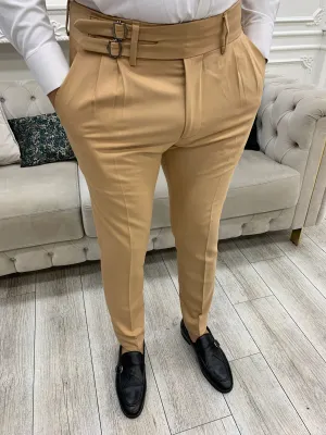 Tan Buckled Canvas Trousers for Every Occasion