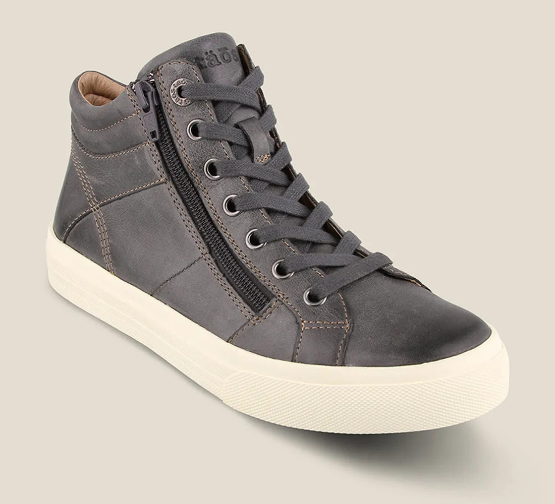Taos Winner Leather High Top Sneaker in Olive Fatigue & White