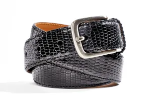 Tardini Black Alligator Skin Belt (Silver Buckle)