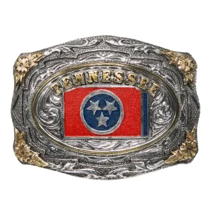 Tennessee Flag — Framed Flower Corner Scallop Buckle