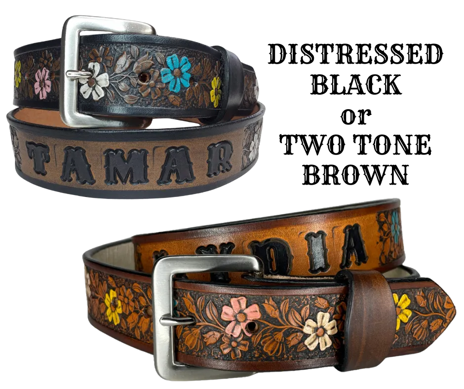 The "Beulah Land" Painted Leather Belt