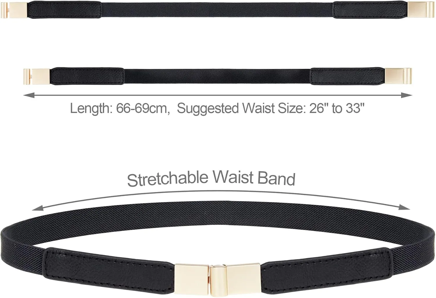 Thin Belt for Women 5 Pack Fashion Dress Belts Women's Stretch Waist Belts