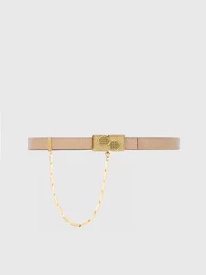 THIN BELT WITH SAFETY CHAIN IN ROSE DUST