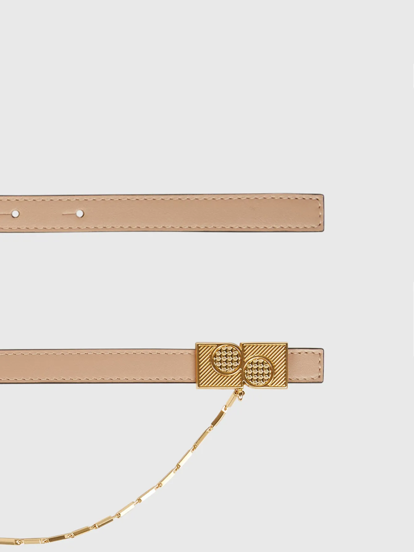 THIN BELT WITH SAFETY CHAIN IN ROSE DUST