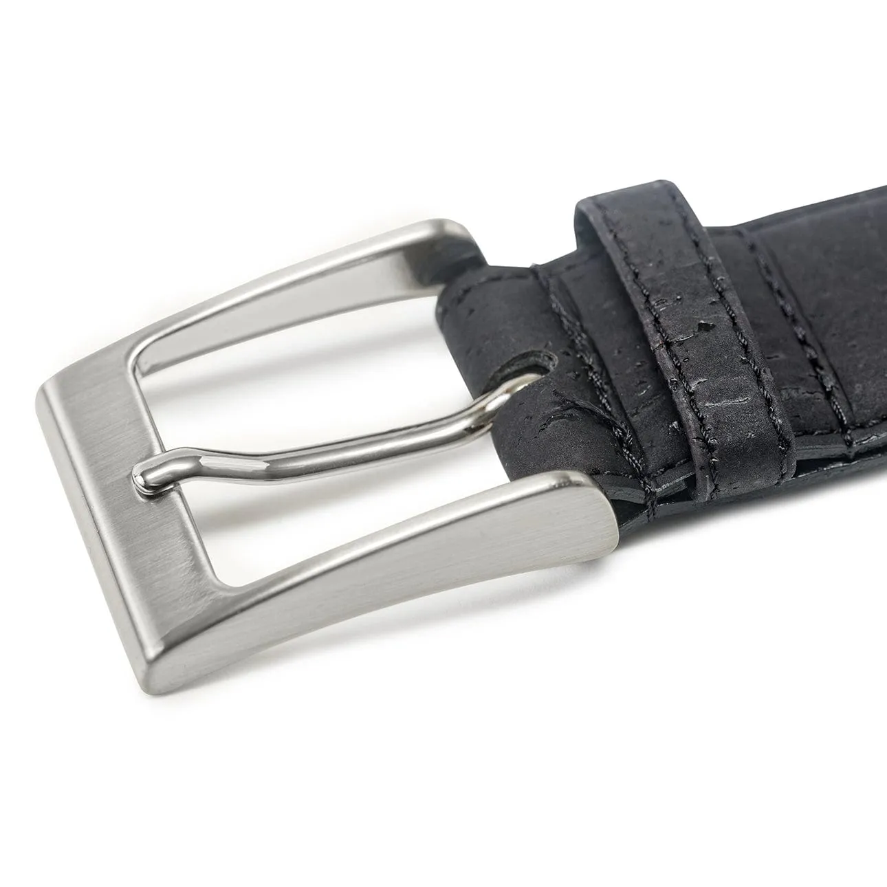 Three-Piece Construction Cork Vegan Belt | Black
