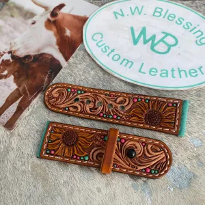 Tooled Leather Watch Band