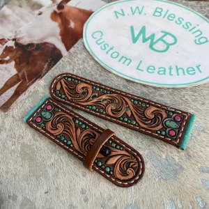 Tooled Leather Watch Band