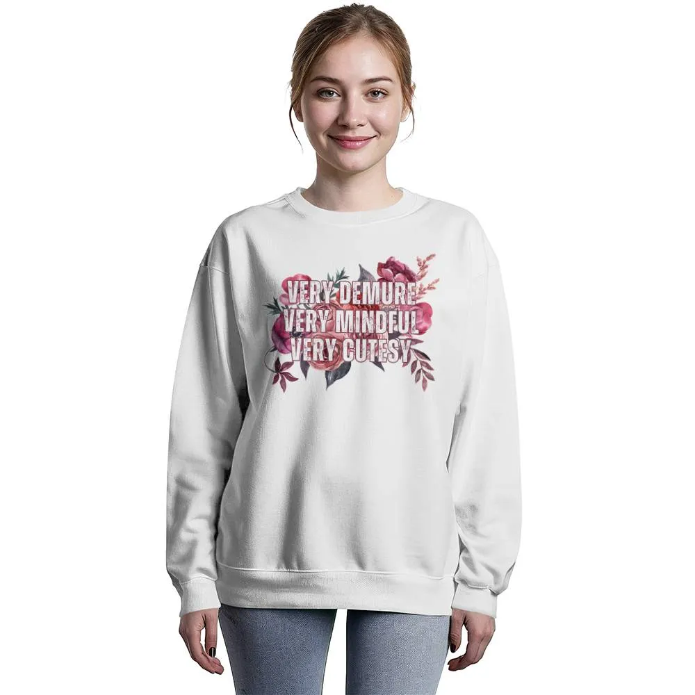 Trending "Very Demure, Very Mindful, Very Cutesy" Floral Print  Bella   Canvas Crewneck Sweatshirt