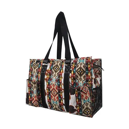 Tribal Cow Print NGIL Zippered Organizer Tote Bag