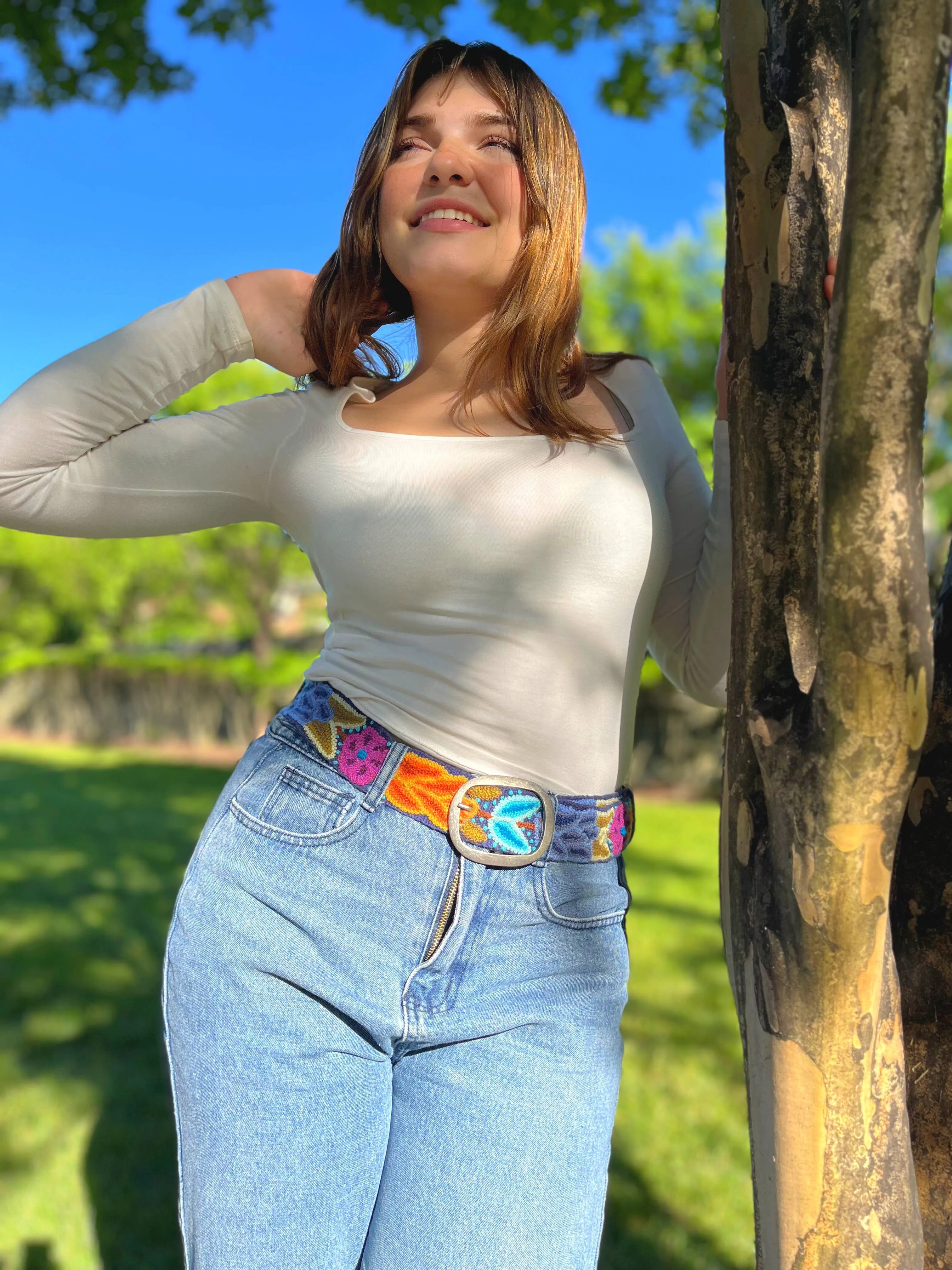 Tulips Wide Embroidered Belt