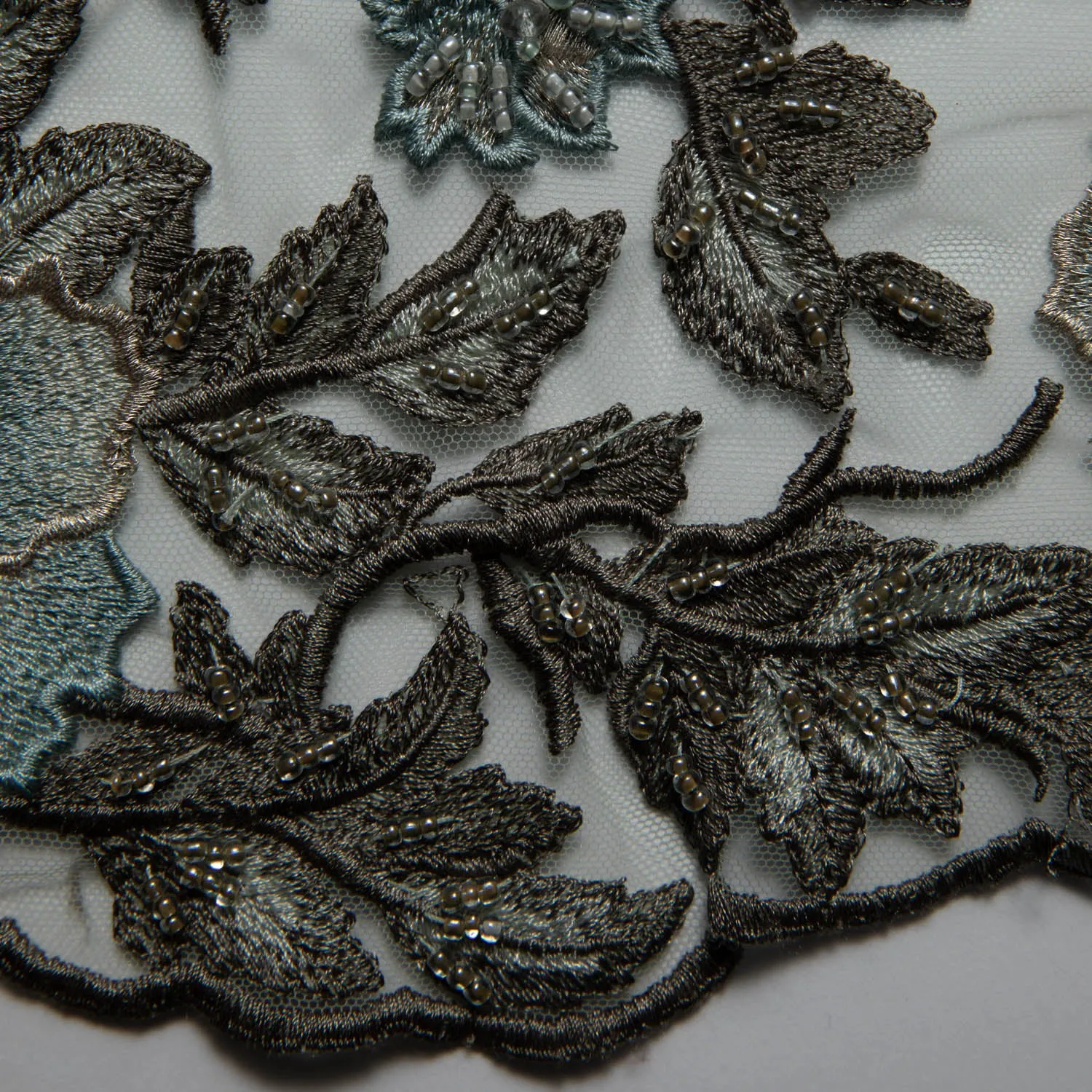 Tulle Lace Fabric Embroidered W/Applique with 3D Floral Design 52" Wide | Exquisite Fabric