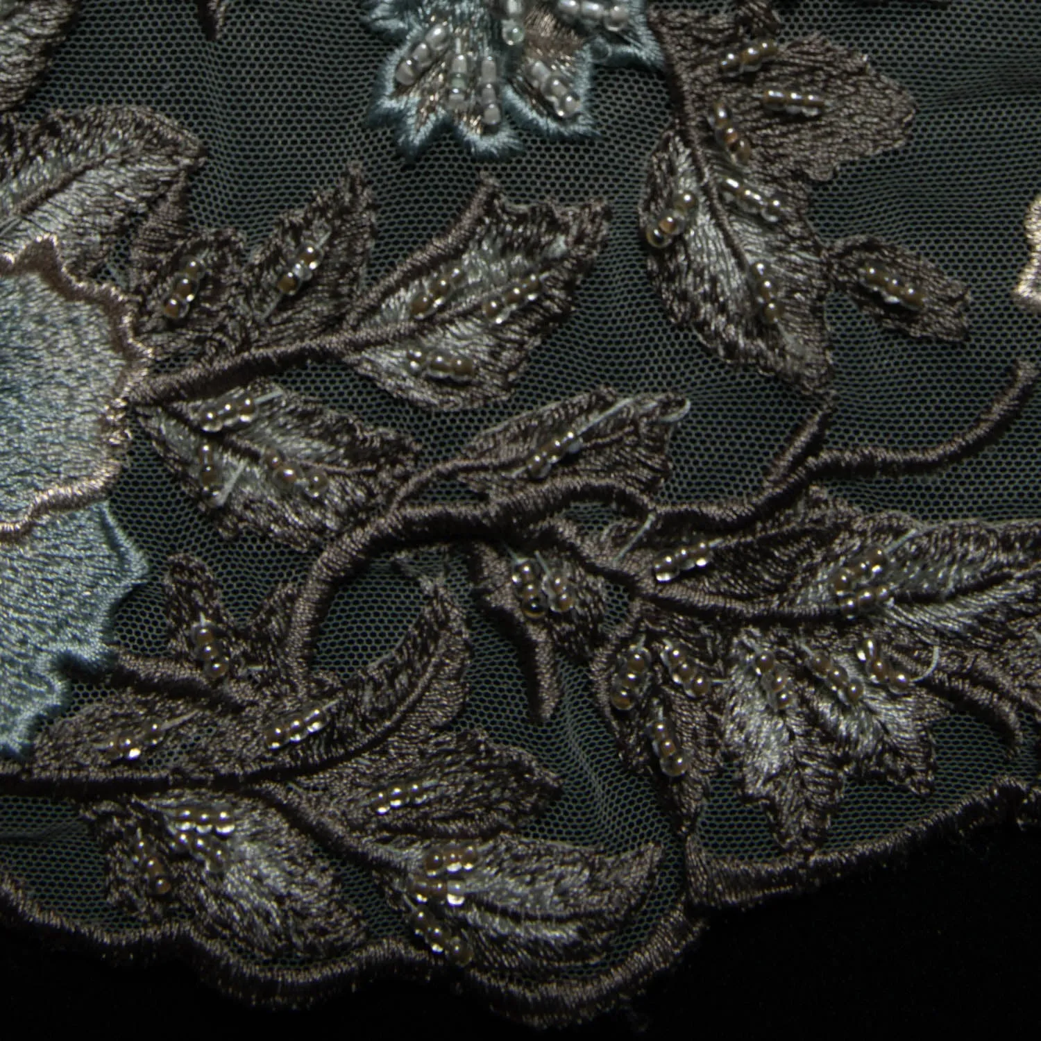 Tulle Lace Fabric Embroidered W/Applique with 3D Floral Design 52" Wide | Exquisite Fabric