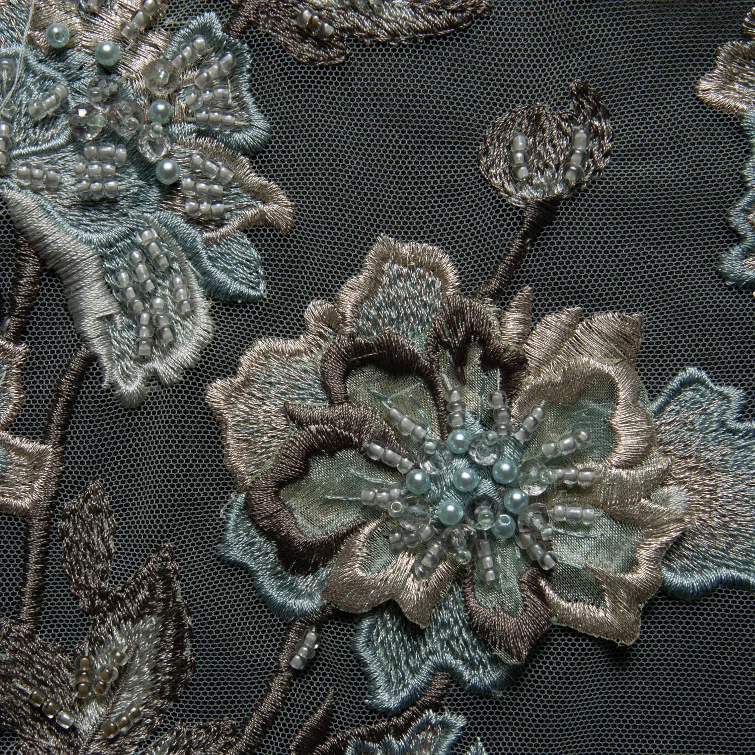 Tulle Lace Fabric Embroidered W/Applique with 3D Floral Design 52" Wide | Exquisite Fabric