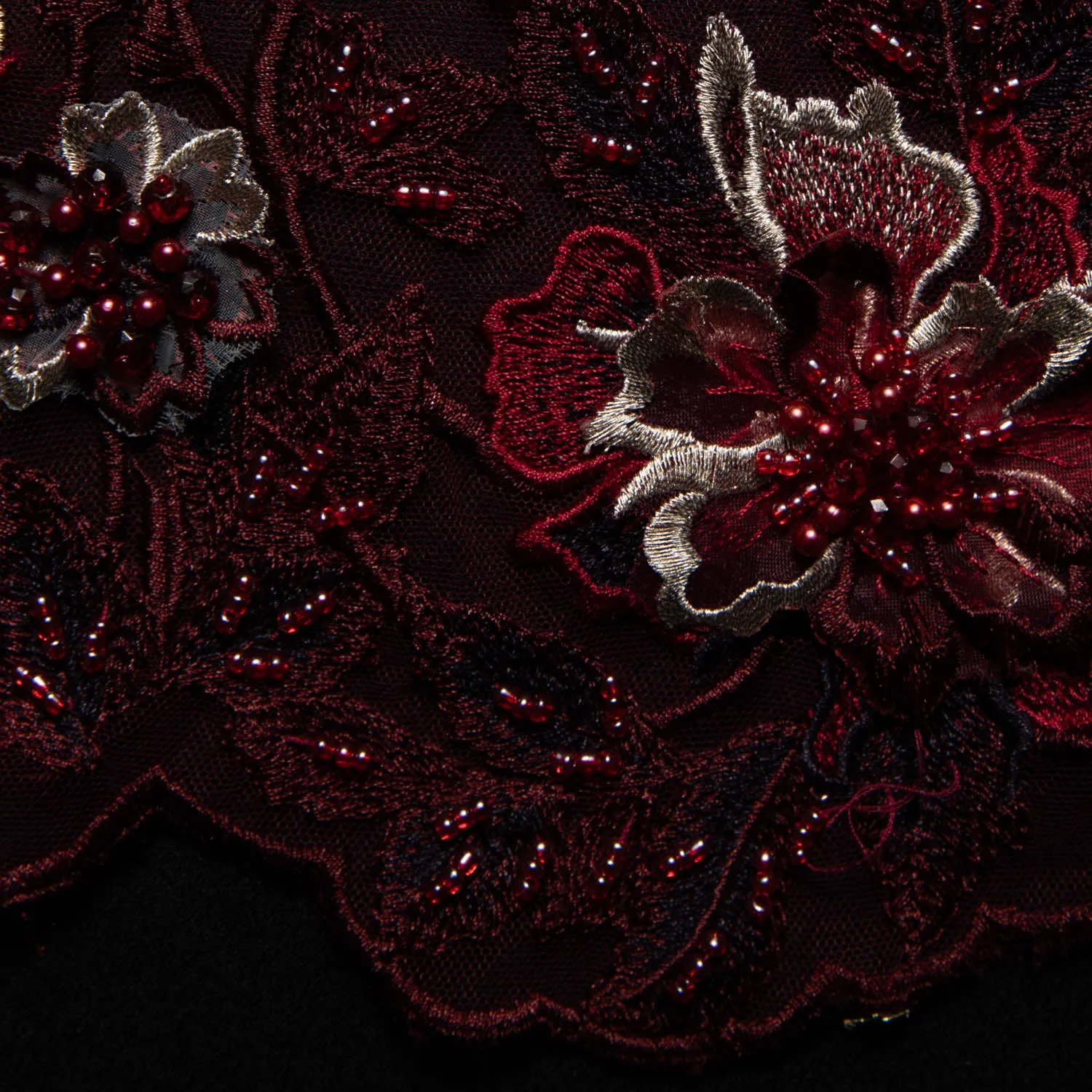Tulle Lace Fabric Embroidered W/Applique with 3D Floral Design 52" Wide | Exquisite Fabric