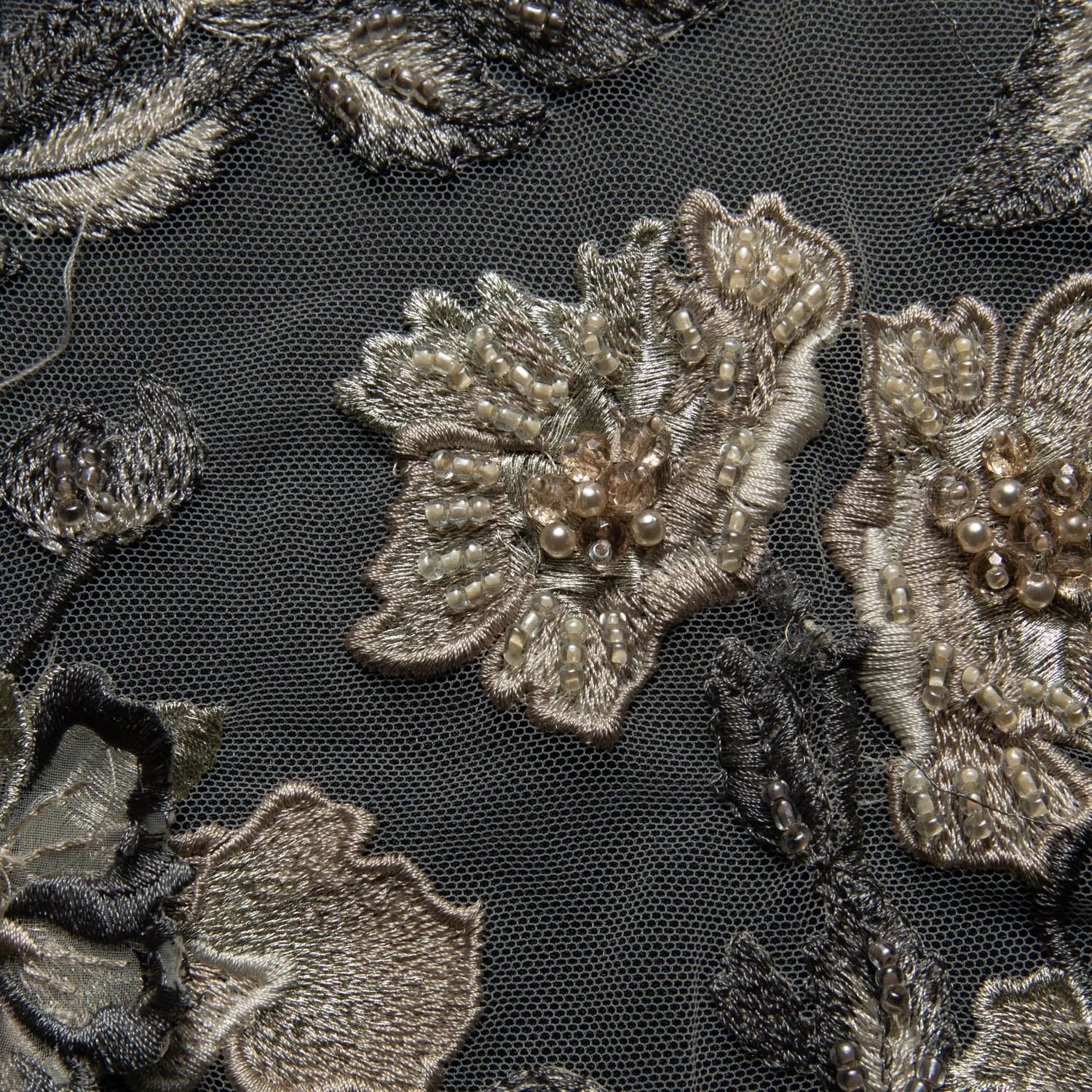 Tulle Lace Fabric Embroidered W/Applique with 3D Floral Design 52" Wide | Exquisite Fabric