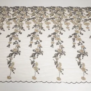 Tulle Lace Fabric Embroidered W/Applique with 3D Floral Design 52" Wide | Exquisite Fabric