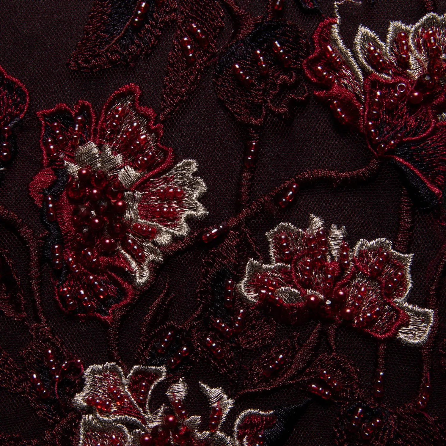 Tulle Lace Fabric Embroidered W/Applique with 3D Floral Design 52" Wide | Exquisite Fabric