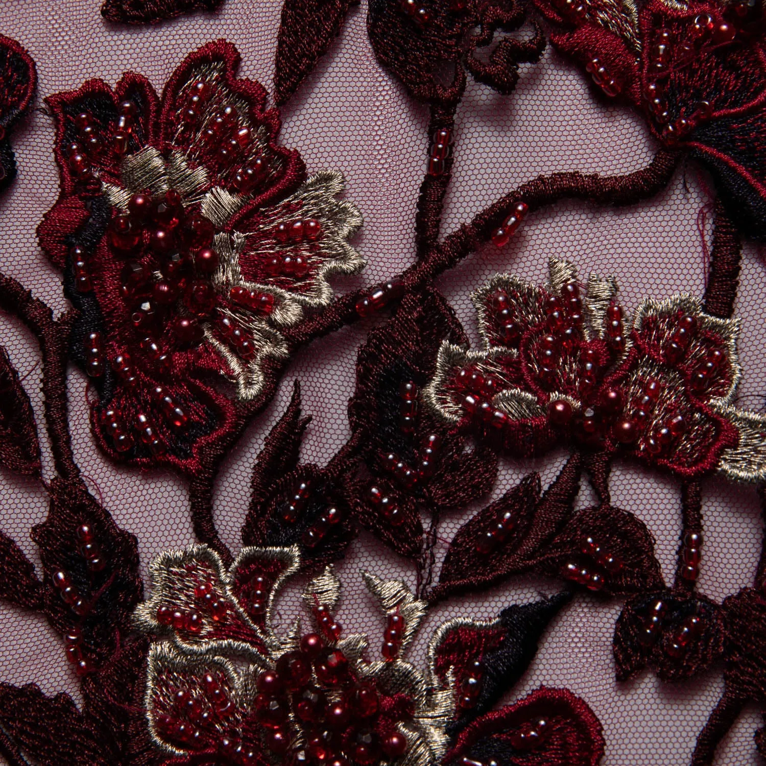 Tulle Lace Fabric Embroidered W/Applique with 3D Floral Design 52" Wide | Exquisite Fabric