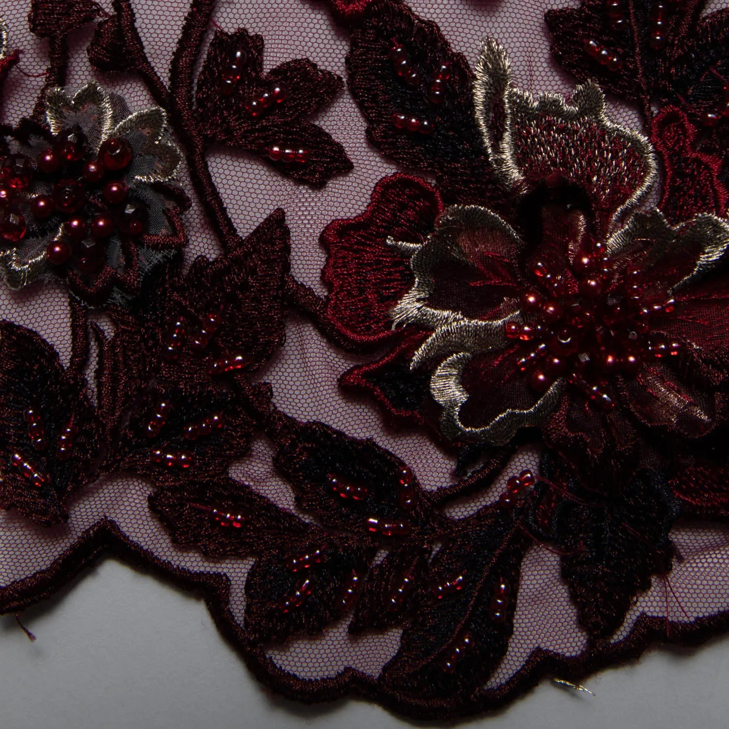 Tulle Lace Fabric Embroidered W/Applique with 3D Floral Design 52" Wide | Exquisite Fabric