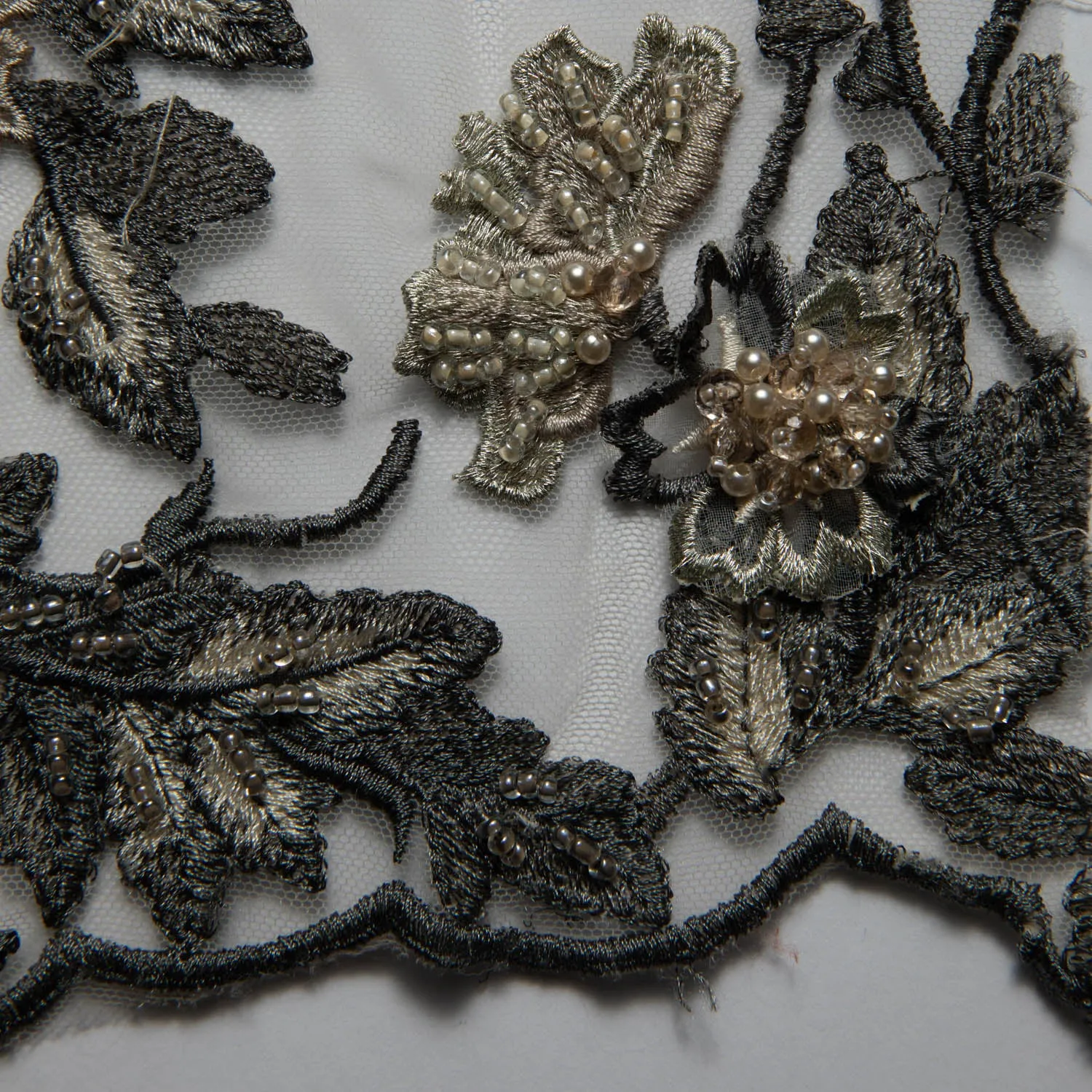 Tulle Lace Fabric Embroidered W/Applique with 3D Floral Design 52" Wide | Exquisite Fabric