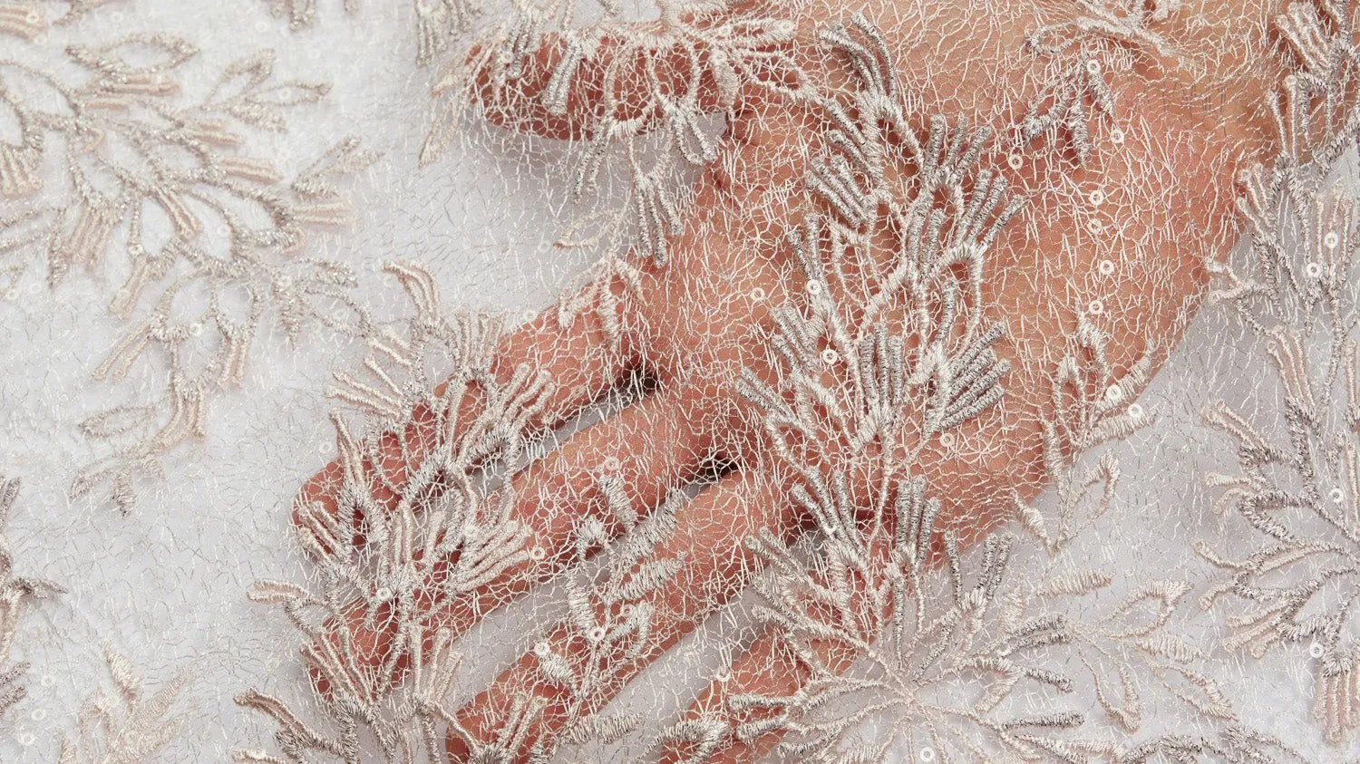 Tulle Lace Fabric Embroidered with Applique and Intricate 3D Pattern 100% Polyester 50/52" Wide | Exquisite Fabric