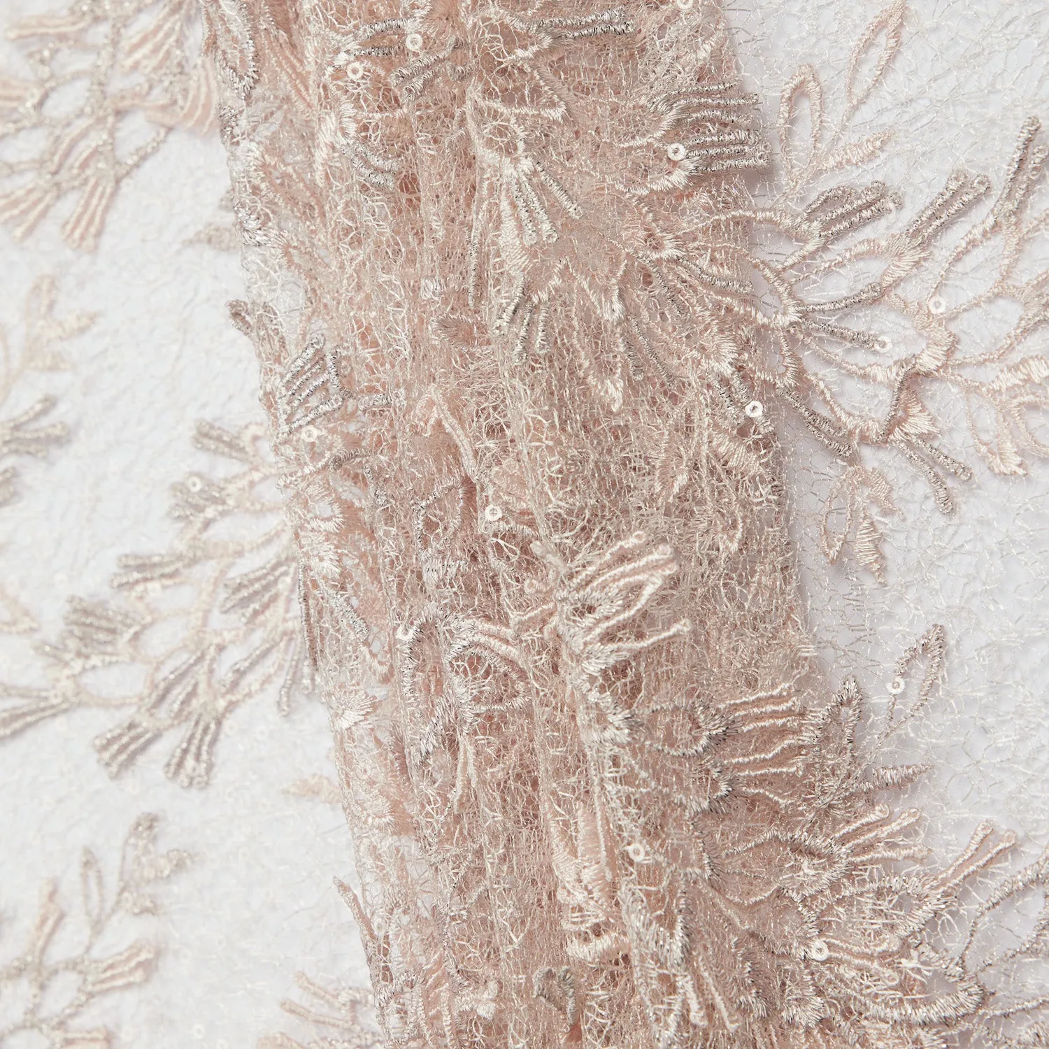 Tulle Lace Fabric Embroidered with Applique and Intricate 3D Pattern 100% Polyester 50/52" Wide | Exquisite Fabric