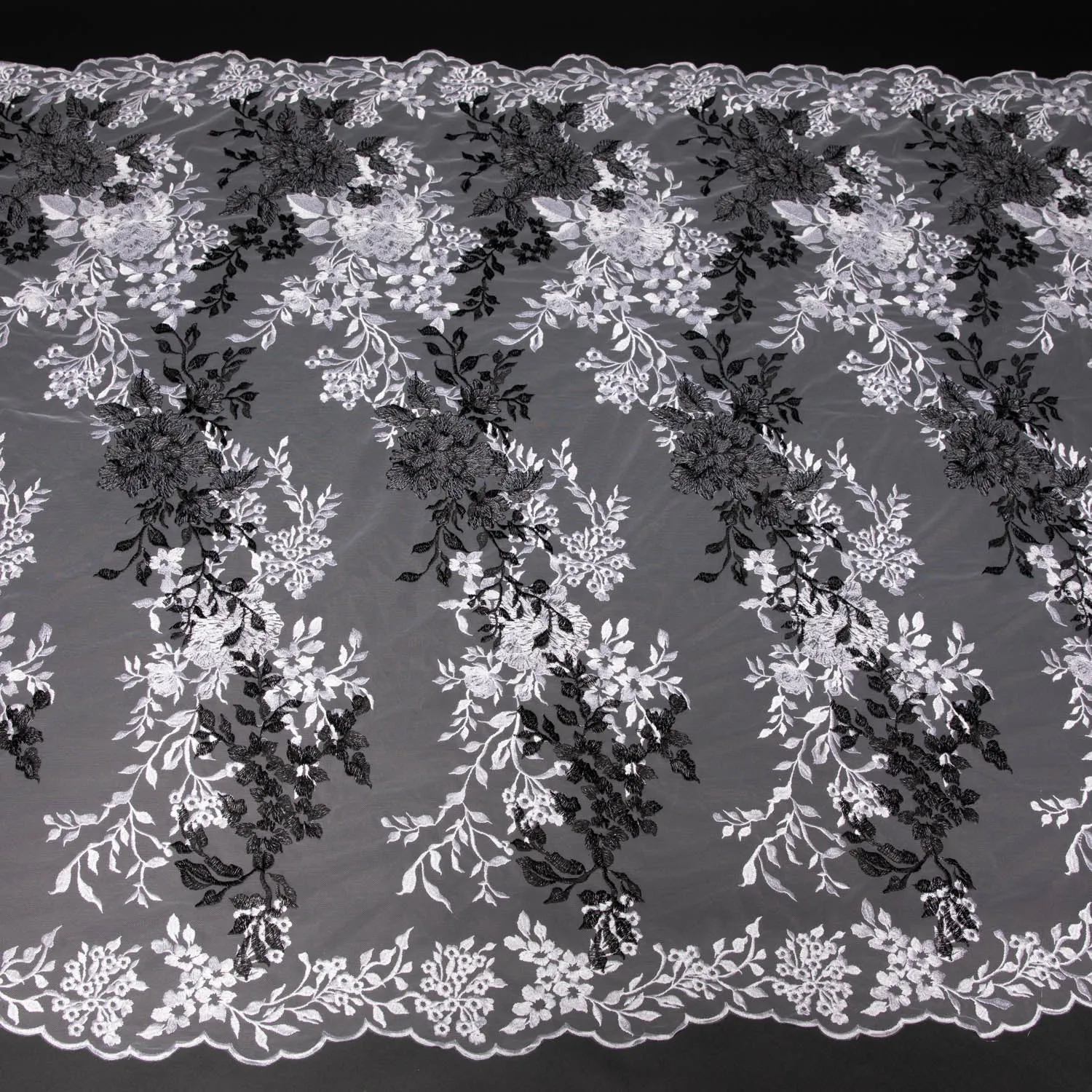 Two Tone Tulle Lace Fabric Embroidered 100% Polyester 50/52" Wide | Exquisite Fabric