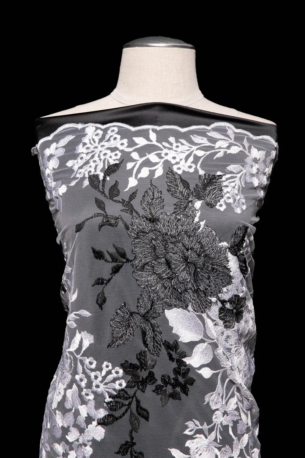 Two Tone Tulle Lace Fabric Embroidered 100% Polyester 50/52" Wide | Exquisite Fabric