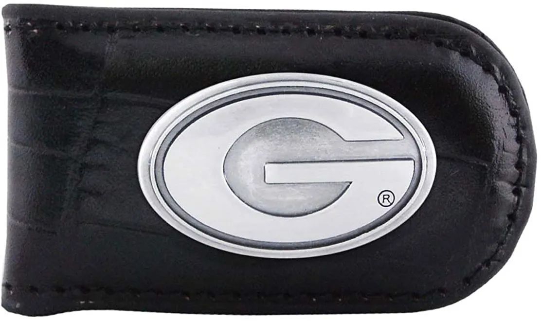 UGA Crocodile Leather Concho Money Clip