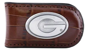 UGA Crocodile Leather Concho Money Clip