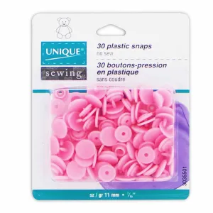 UNIQUE SEWING Plastic Snap Fasteners - Baby Pink - size 2 / 11mm (3⁄8″) - 30 sets