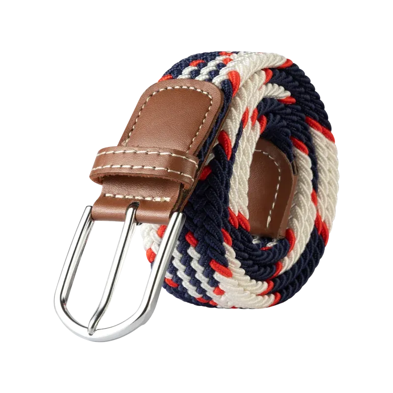 Unisex Casual Knitted Pin Buckle Jeans Belt Woven Canvas Elastic Expandable Stretch Belts for Women Men Girdle