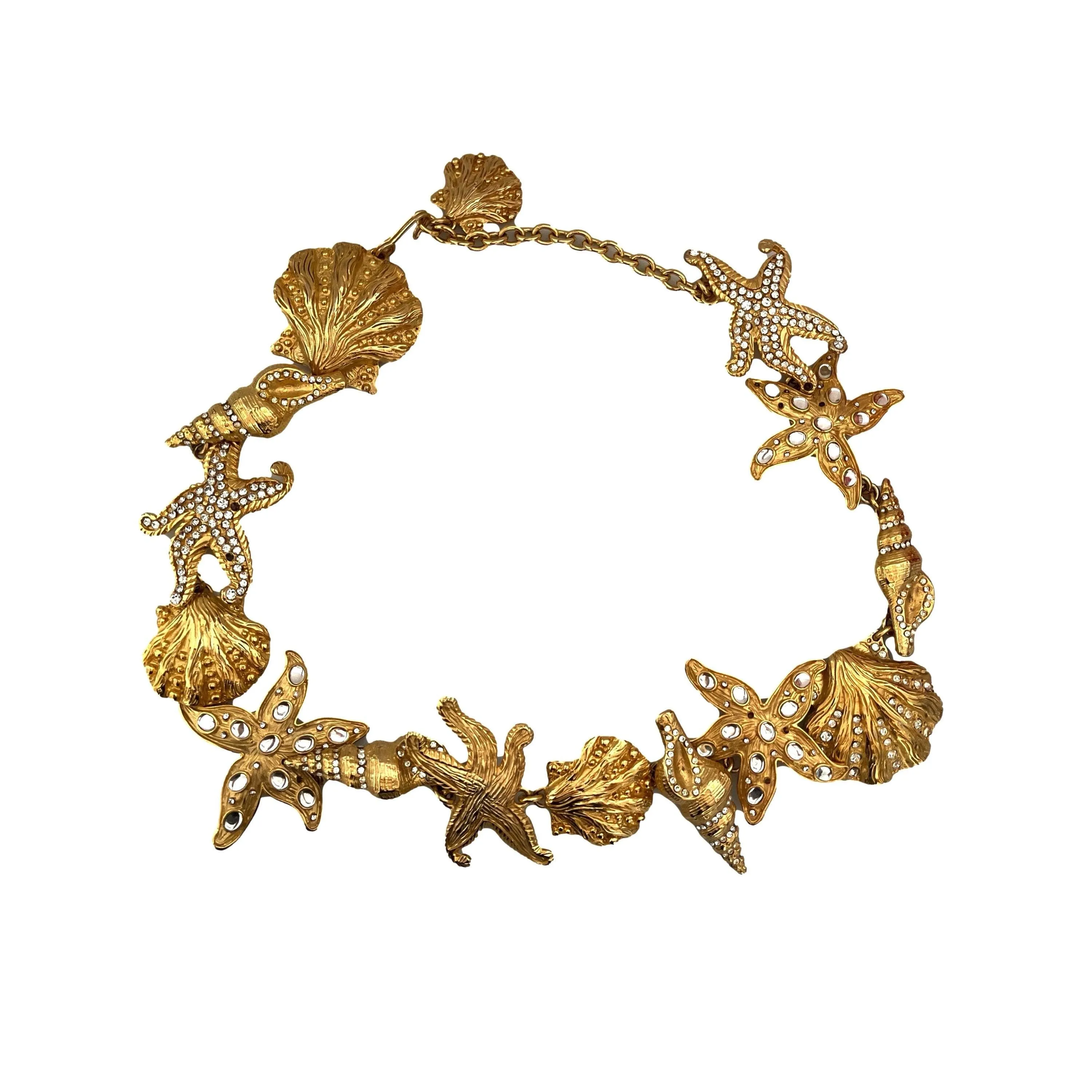 Versace Gold Rhinestone Seashell Belt