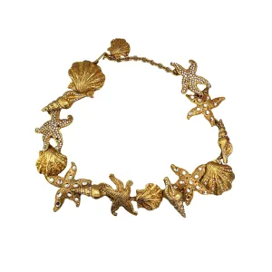 Versace Gold Rhinestone Seashell Belt