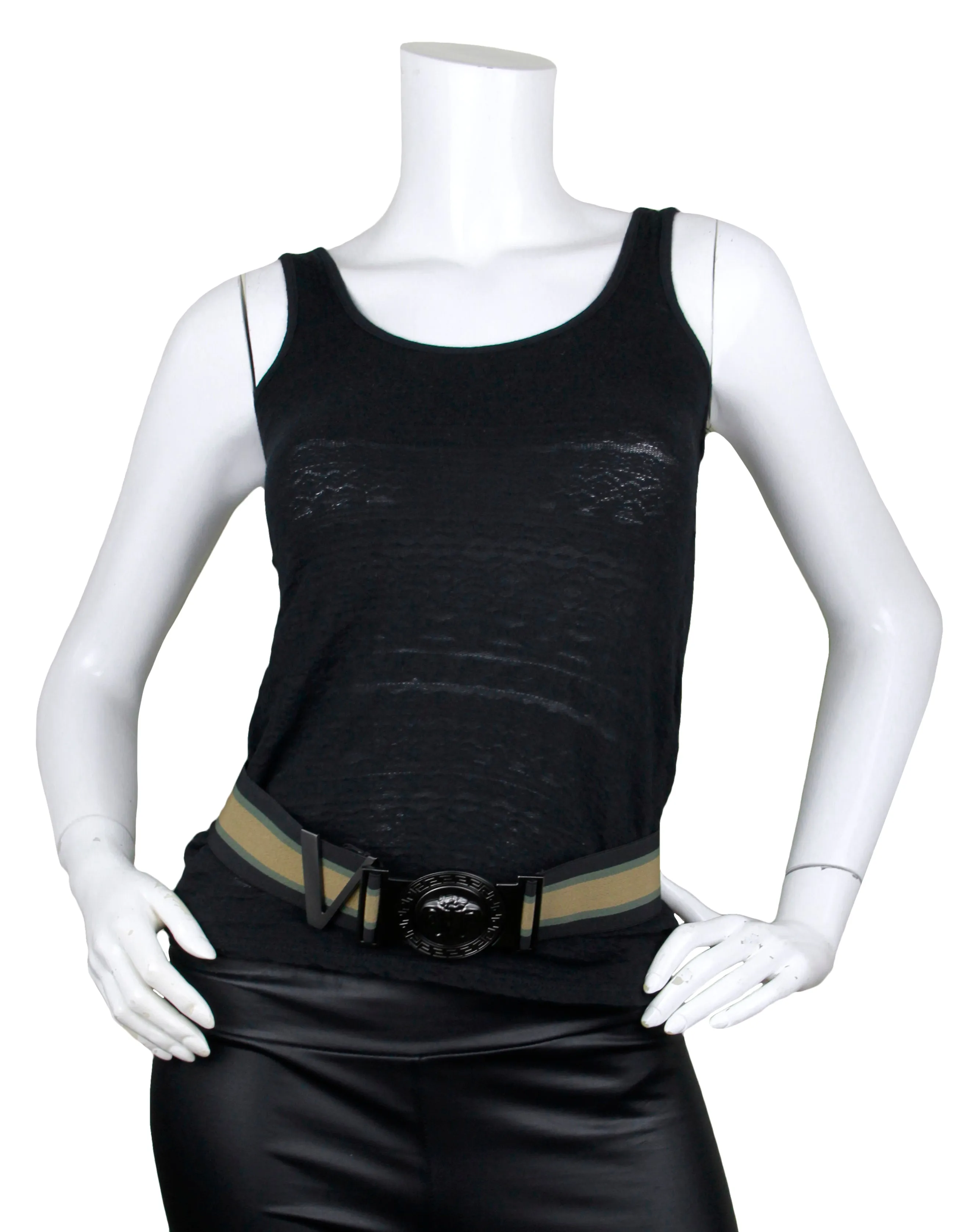 Versace NWT Sunburn/Dynasty Elastic Wide Belt w. Medusa Head sz L