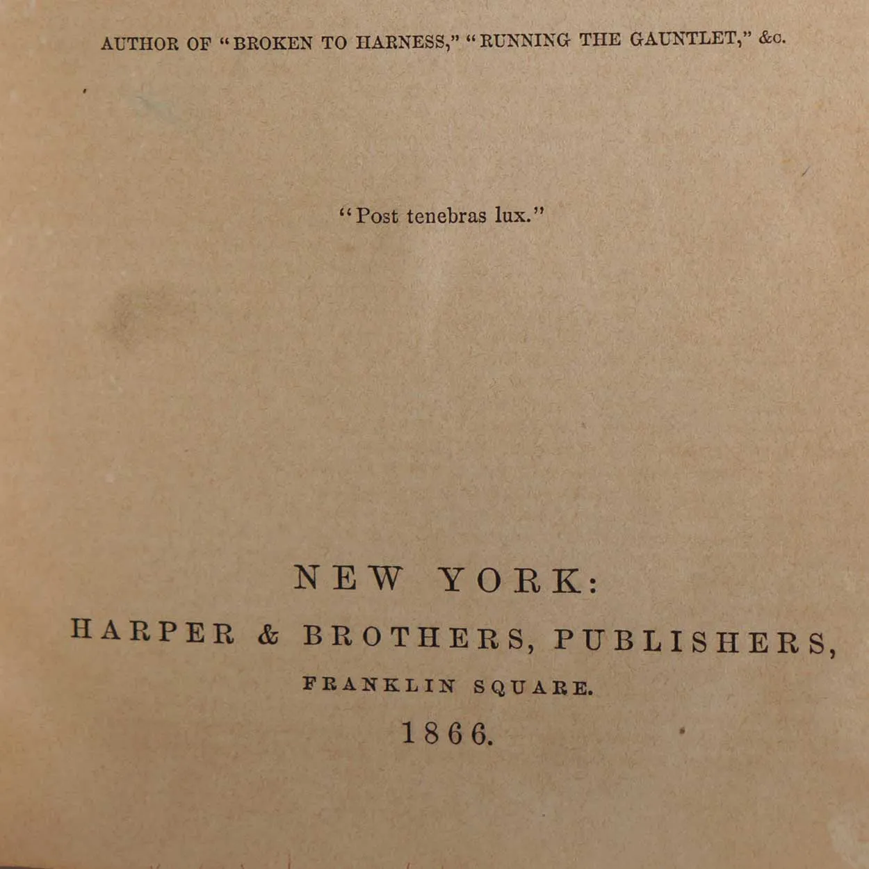 Victorian Book: Land at Last, A Novel by Edmund Yates