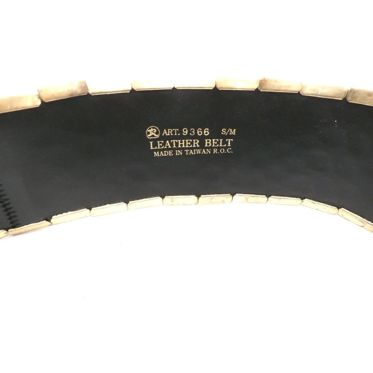 Vintage Black Leather Alligator Gold  Metal Belt Gold Bling Unique 25-36 1980s